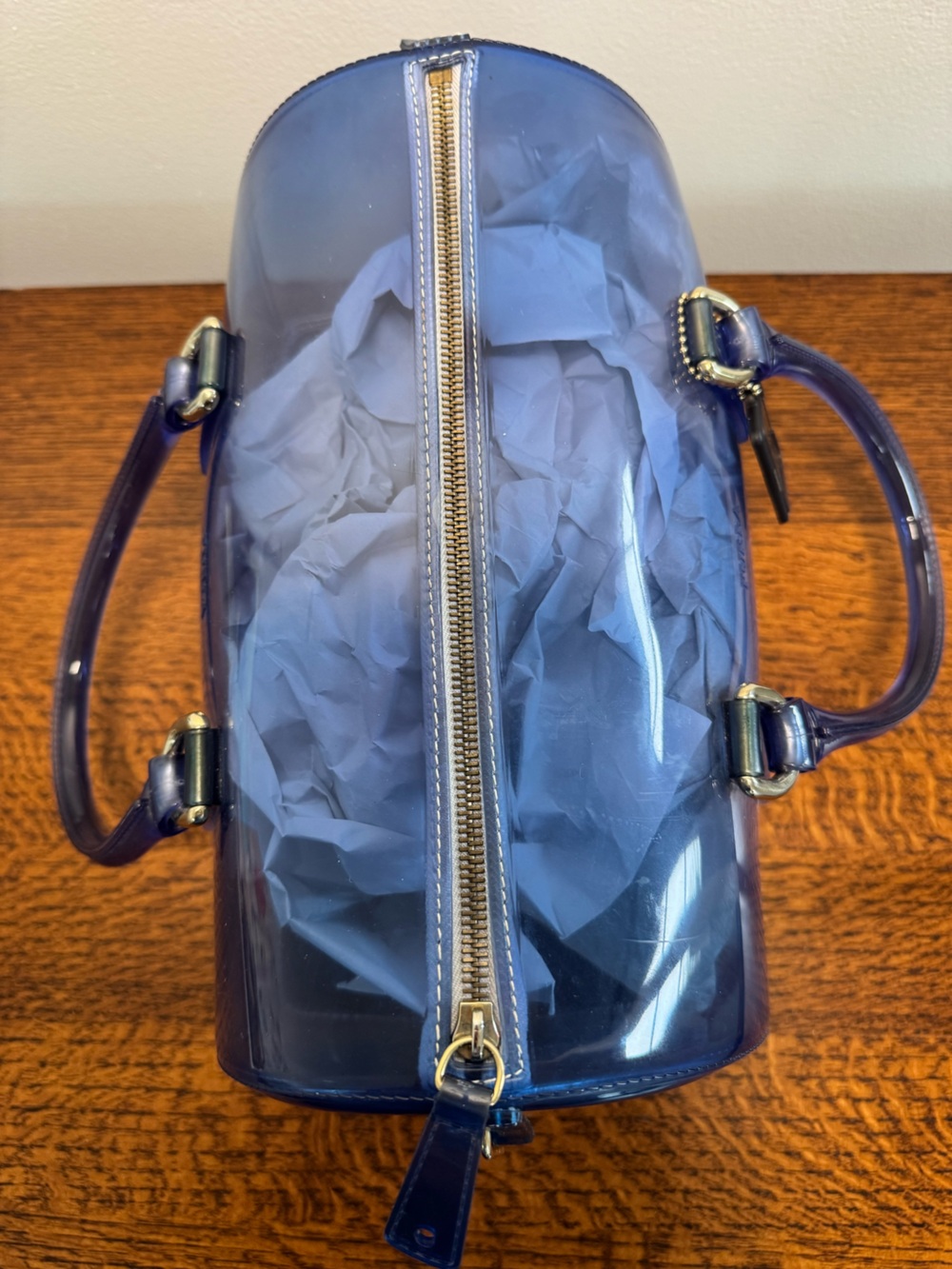Furla Candy Bag Satchel Ombré Blue Translucent Jelly Boston Bag - Picture 14 of 14
